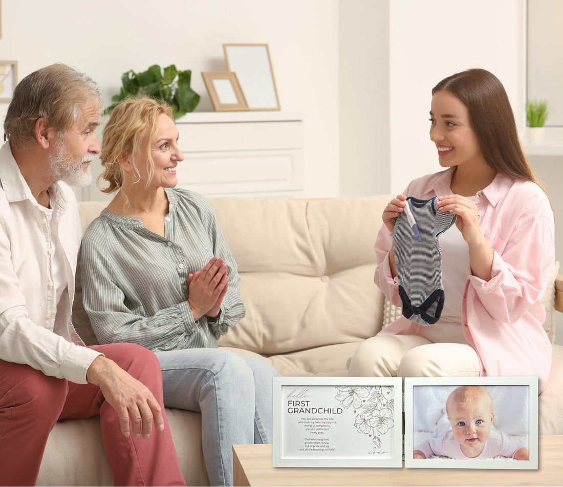 First Grandchild Gift for New Grandparents - Poetry Frame (White)