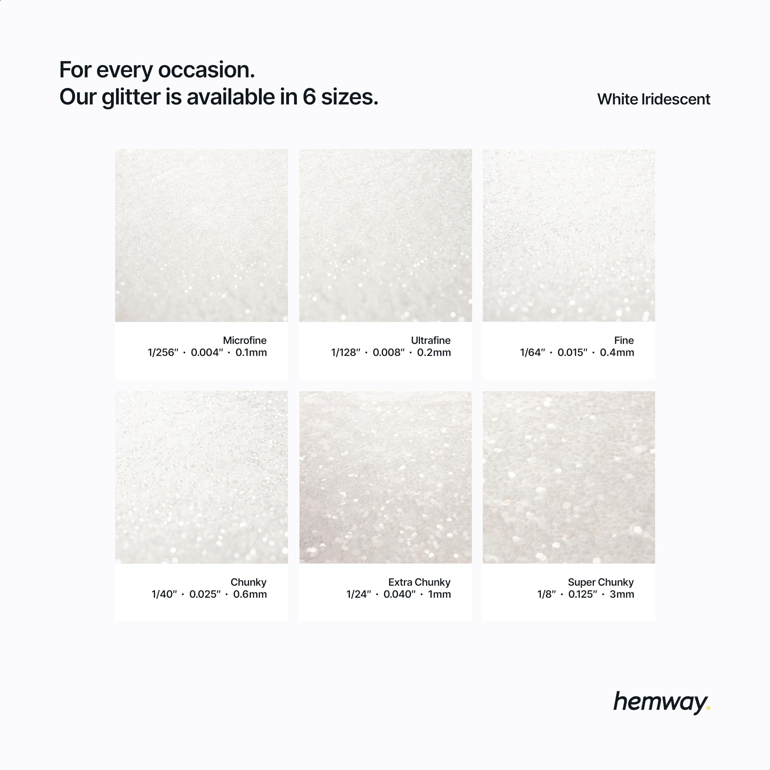 Hemway Premium Ultra Sparkle Glitter Multi Purpose Metallic Flake for Nail Art, Cosmetic Graded, Makeup, Festival, Party, Hair, Body and Eyes 100g / 3.5oz - White Iridescent