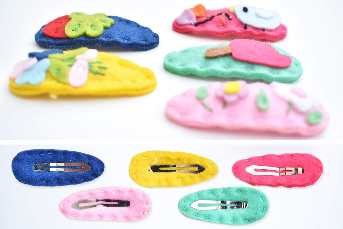 California Tot Felt Cute Animal Hair Snap, Non-Slip Hair Clips for Toddler, Girls (Mini Garden set of 5)