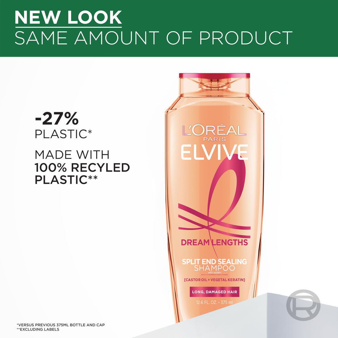 L'Oreal Paris Elvive Dream Lengths Restoring Shampoo with Fine Castor Oil and Vitamins B3 and B5 for Long, Damaged Hair, Visibly Repairs Damage Without Weighdown With System, 12.6 Fl; Oz