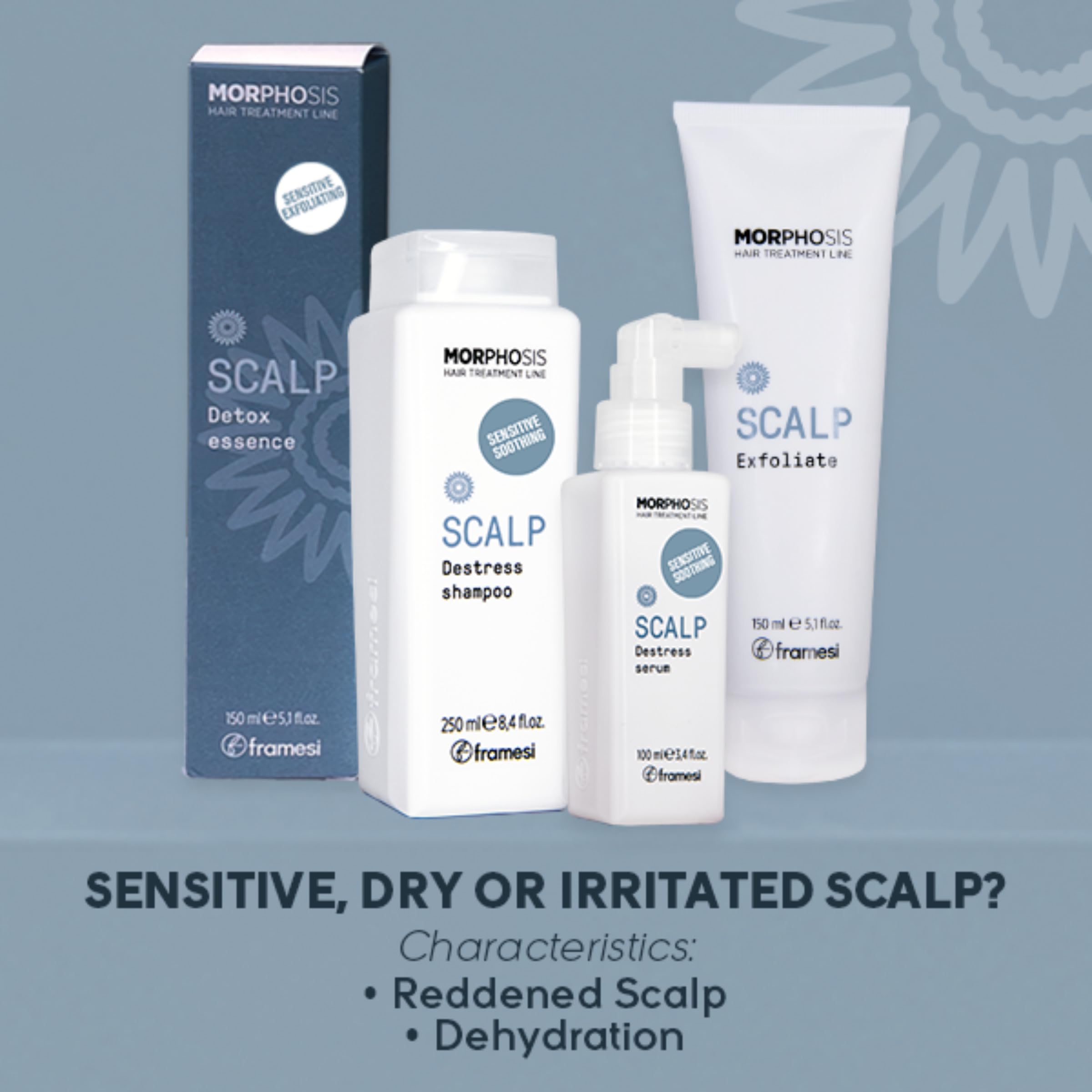 FRAMESI Morphosis Scalp Destress Shampoo 33.8 fl oz, Soothing Shampoo for Sensitive Scalps, Natural Ingredients and pH Balanced