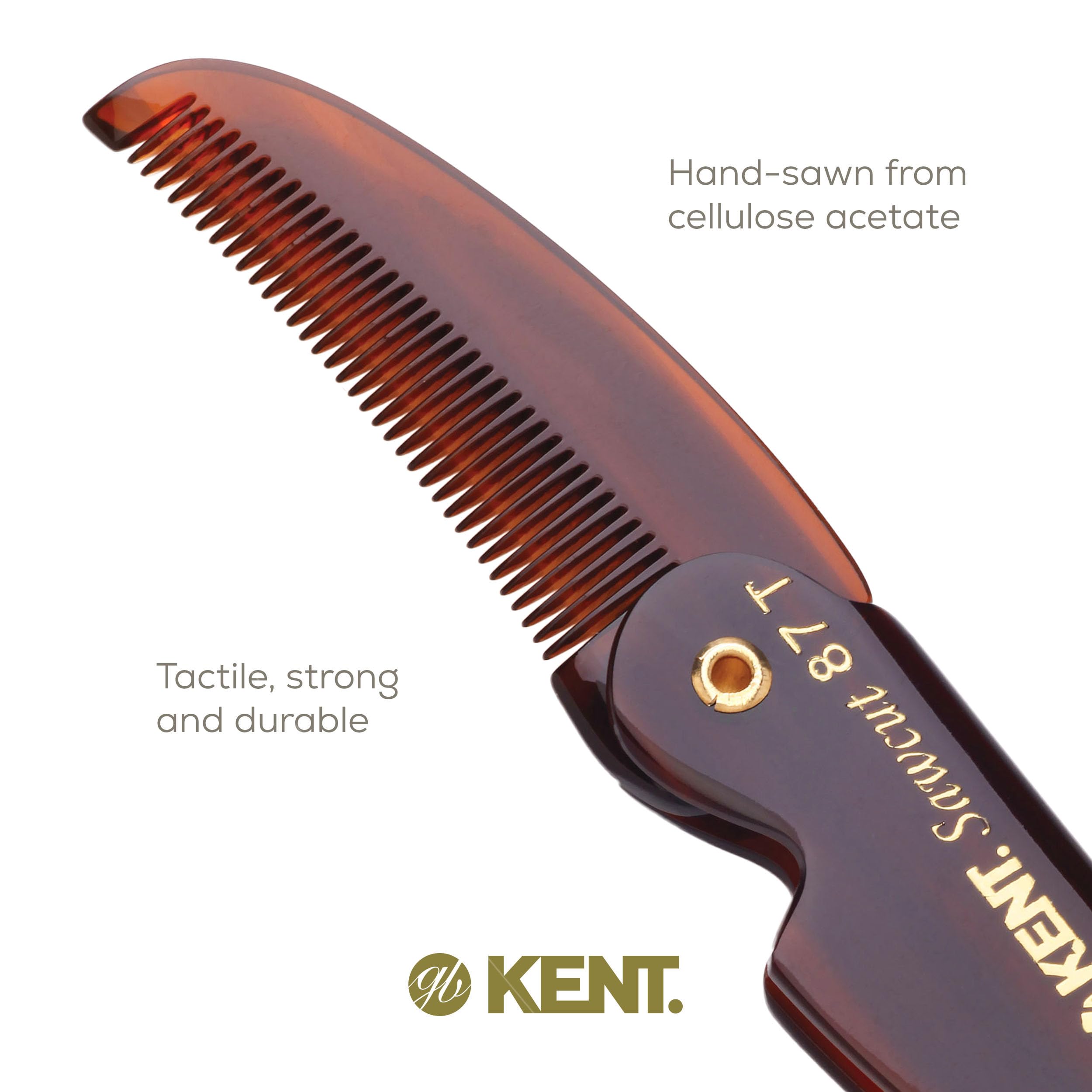 BRAND NEW LIMITED EDITION KENT 87T FOLDING BEARD & MUSTACHE COMB by KENT COMBS (2 Pack)