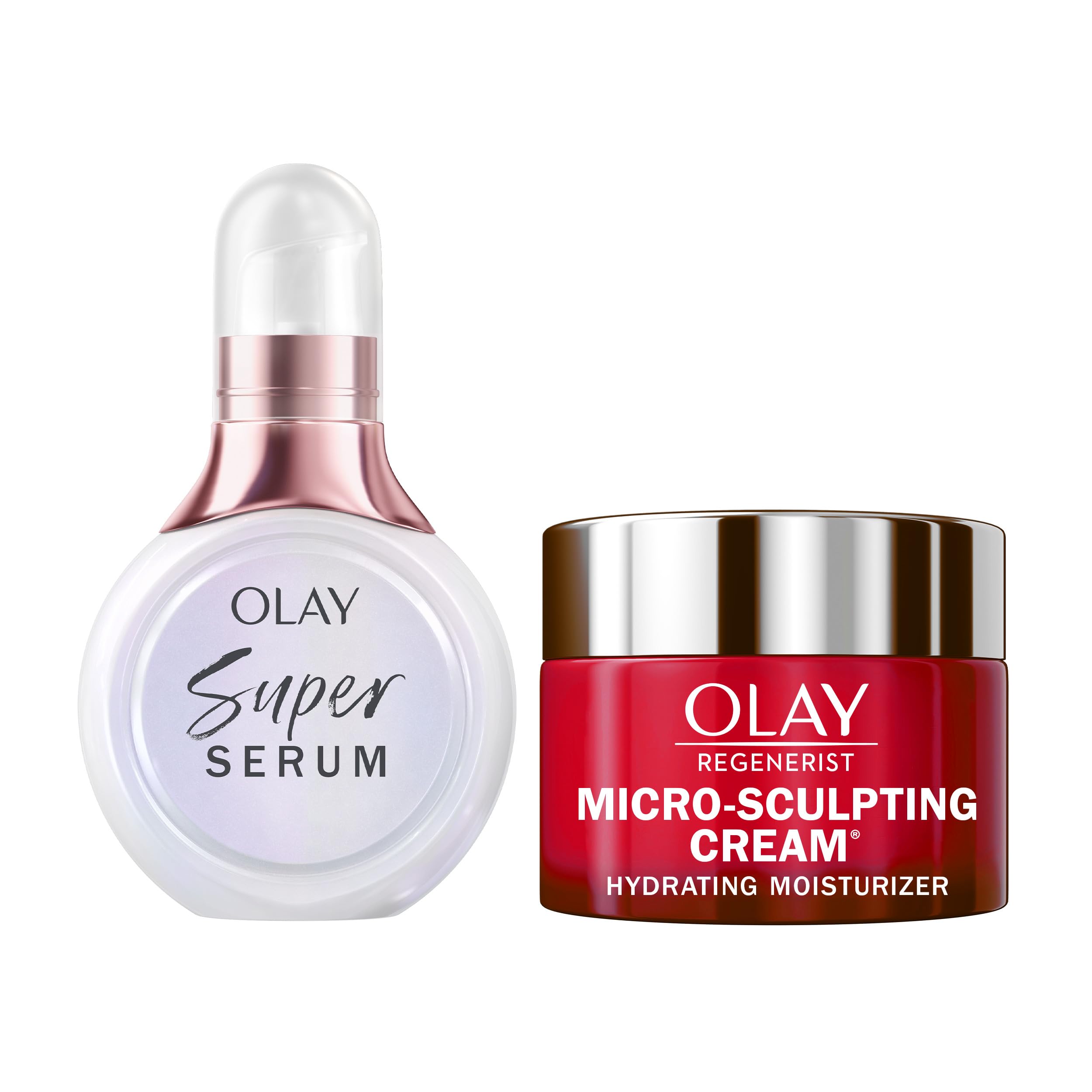 Olay Super Serum and MicroSculpting Cream Mini Duo Best Sellers Kit, Super Serum 0.4 FL OZ , MSC 0.5 FL OZ
