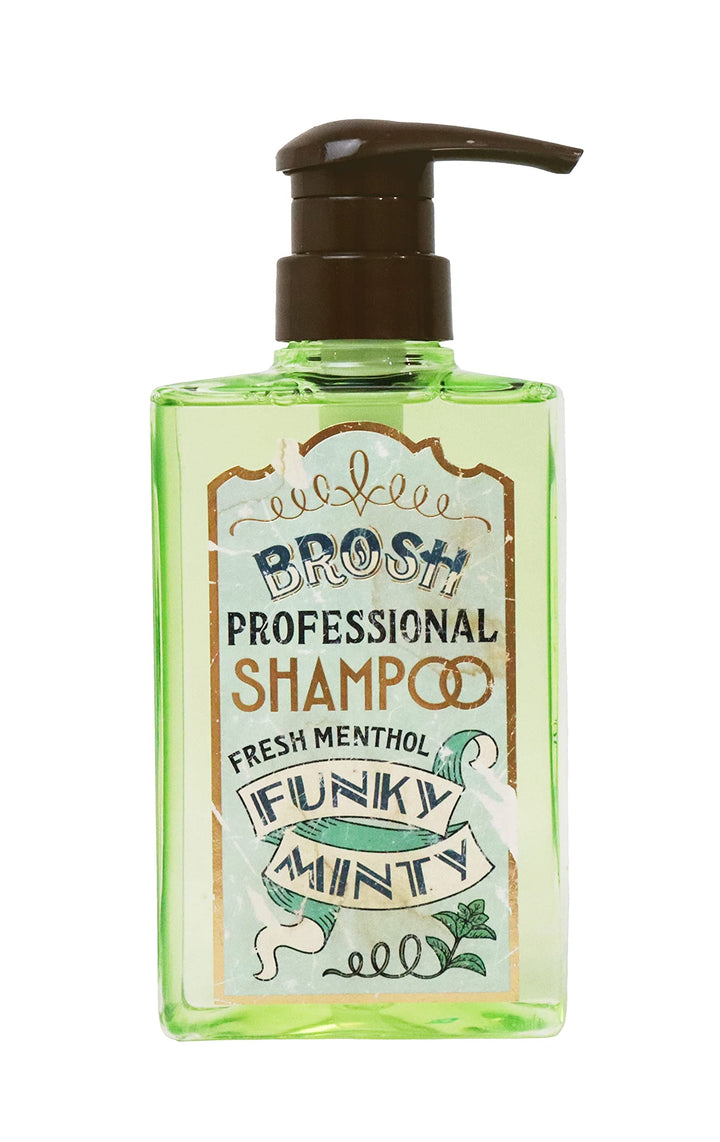 BROSH Funky Minty Shampoo Botanical Menthol Deep Cleanse with Plant-Based Ingredients, 13.5 Oz