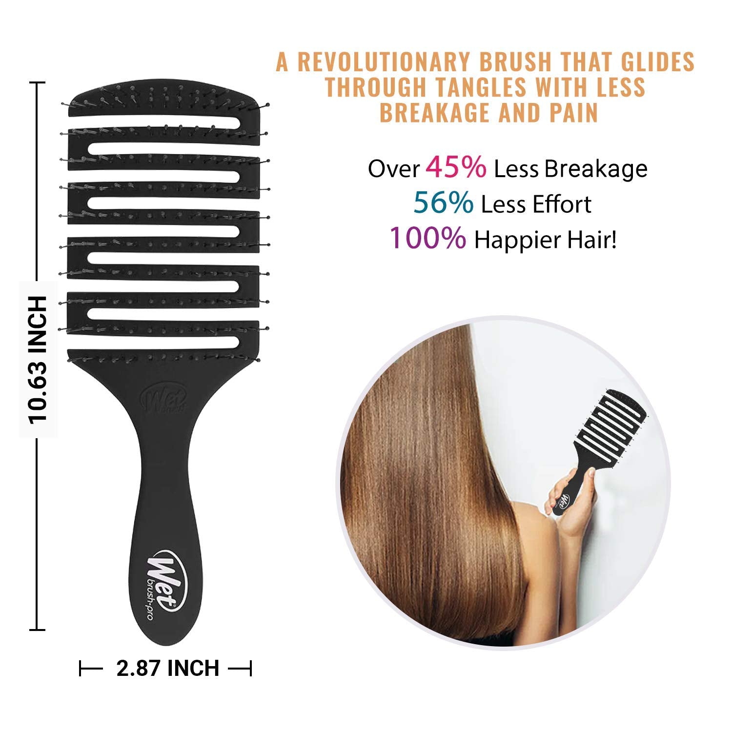 Wet Brush Paddle Detangler, Black