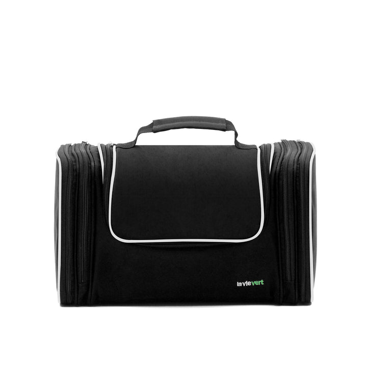 Lavievert Toiletry Bag / Makeup Organizer / Cosmetic Bag / Portable Travel Kit Organizer / Household Storage Pack / Bathroom Storage with Hanging for Business, Vacation, Household - Black