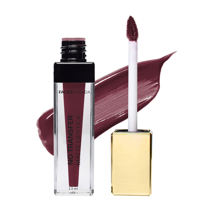 Faces Canada No Transfer Matte Liquid Lip Color, Mask Proof, Transfer Proof, Lasts all day, Enriched with Chamomile Oil, Highly pigmented, One Stroke Color, Wine Lip Color, Grammar Nazi 3.5 ml