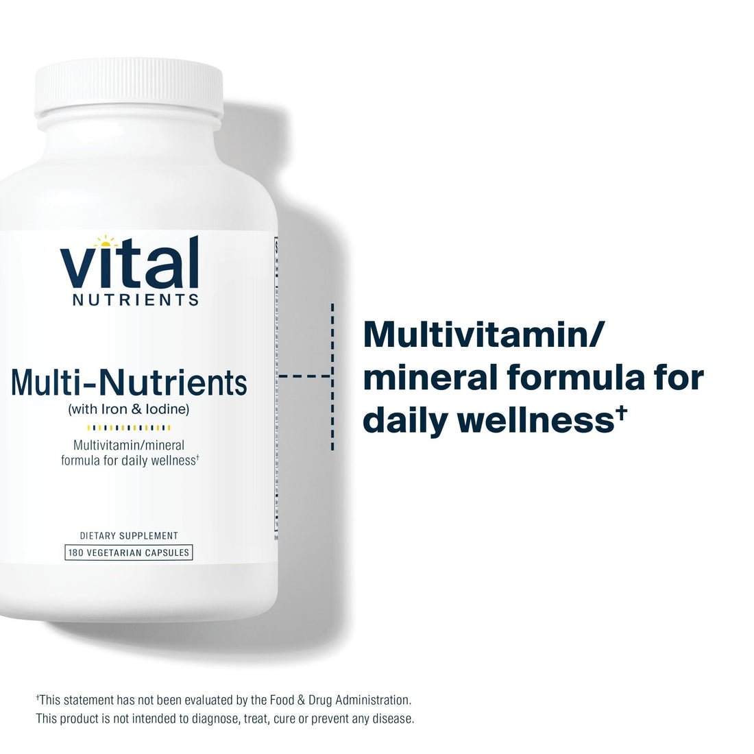 Vital Nutrients Multi-Nutrients with Iron and Iodine | Vegetarian Multivitamin and Mineral Supplement with Iron | Gluten, Dairy, Soy Free | Non-GMO | 180 Capsules