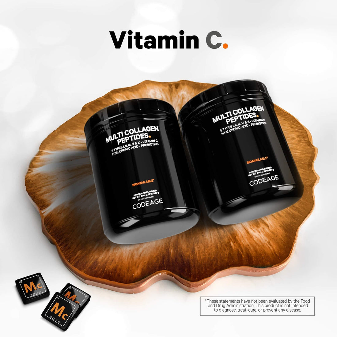 Codeage Multi Collagen Peptides + Probiotics Black Edition, Vitamin C, Hyaluronic Acid Powder Supplement, Grass-Fed, Pasture-Raised, Hydrolyzed, Zero Carbs, Type I, II, III, V & X, Unflavored, 21oz