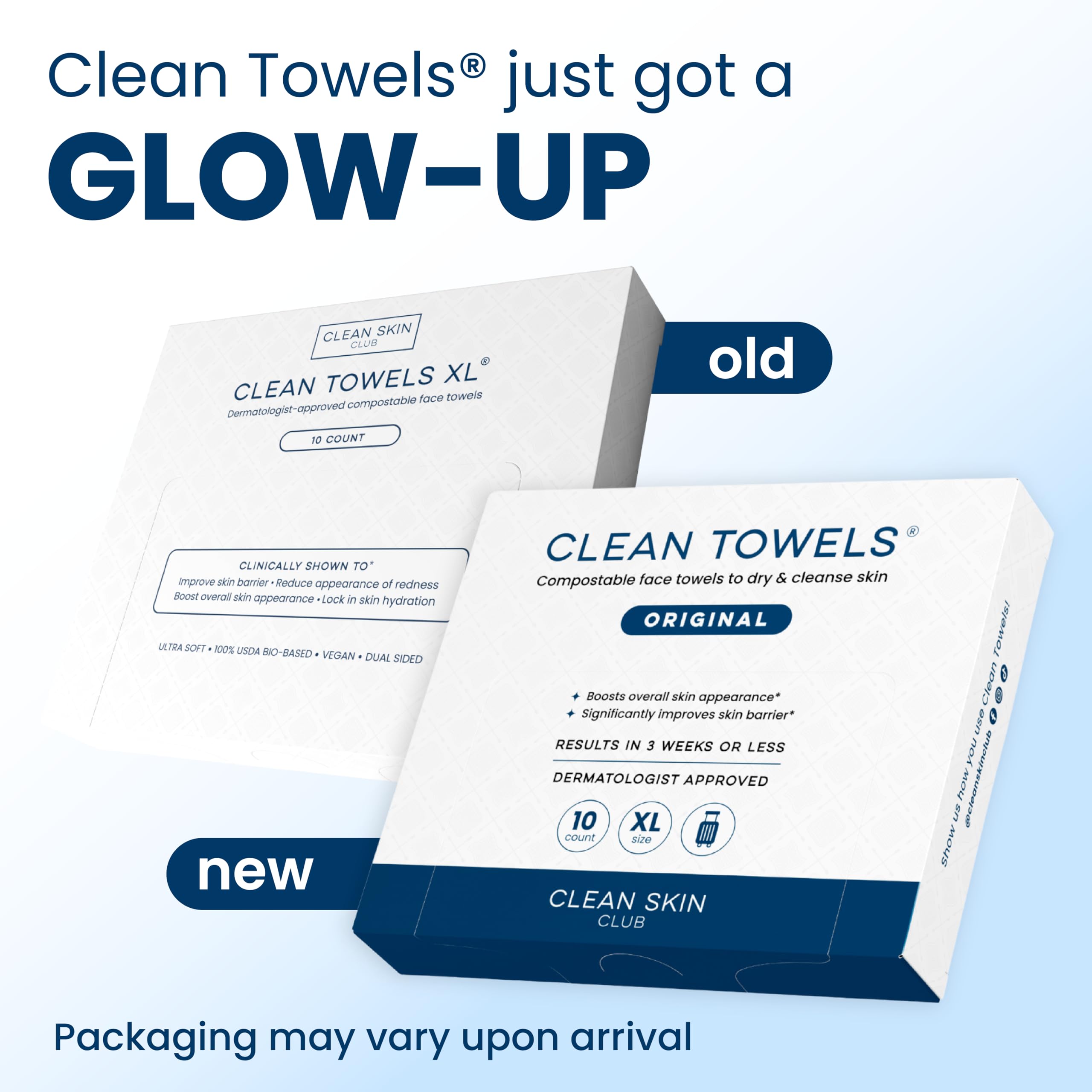 Clean Skin Club Clean Towels XL®, Travel Pack 100% USDA Biobased Disposable Face Towel, Eczema Association Accepted,Dry Wipes, TSA-Approved Travel Essential,10 ct per pack, 1 Pack, 10 Ct Total
