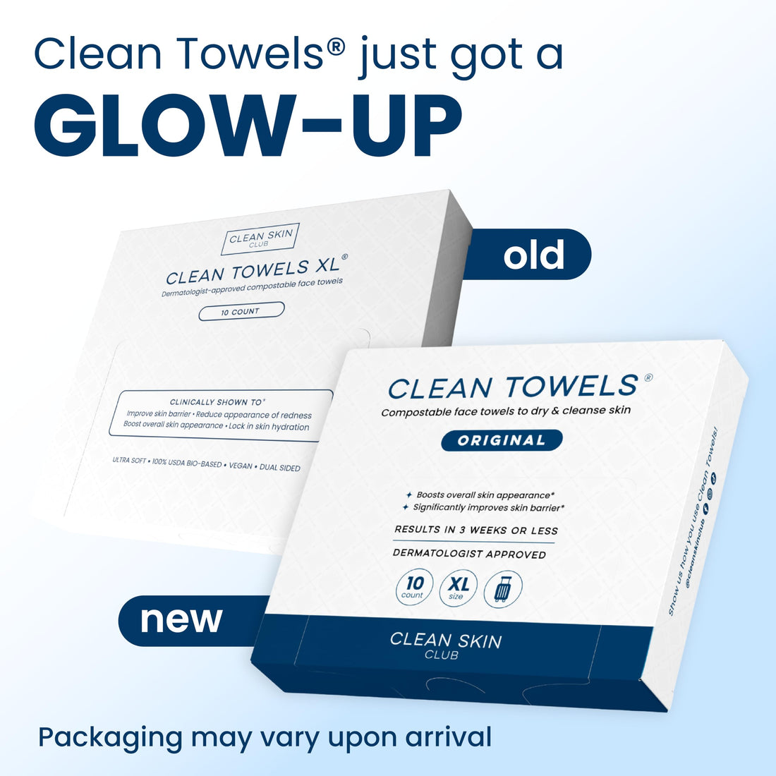 Clean Skin Club Clean Towels XL®, Travel Pack 100% USDA Biobased Disposable Face Towel, Eczema Association Accepted,Dry Wipes, TSA-Approved Travel Essential,10 ct per pack, 1 Pack, 10 Ct Total