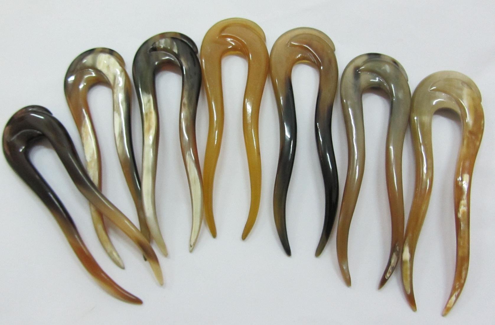 Marycrafts Big Multicolor Translucent Buffalo Horn Hair Fork, Hairfork, Hair Pin, Hairpin, Hair Accessory, Hair Toy Handmade 5.51