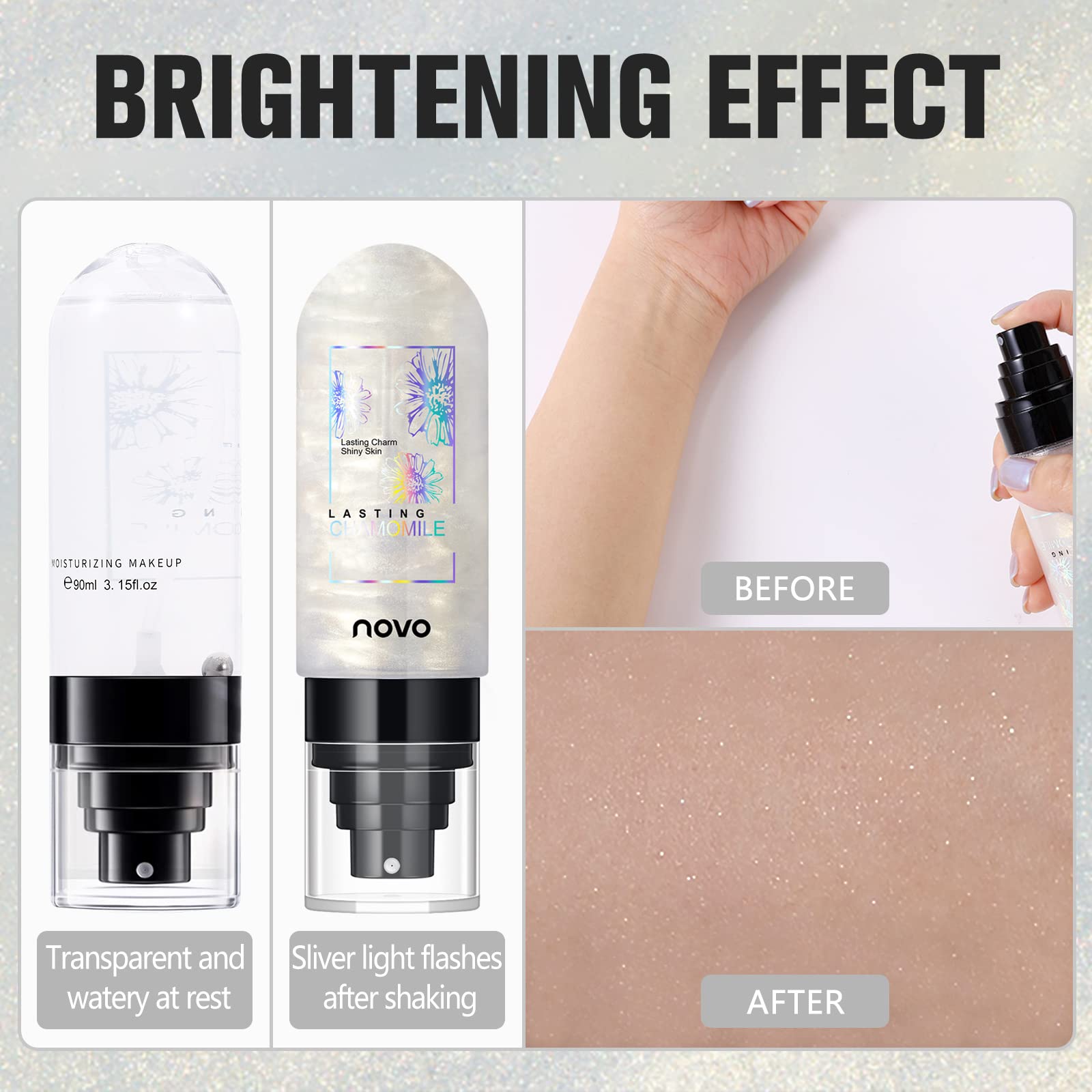 UCANBEMAKEUP Dewy Makeup Setting Spray Shimmer Glow Finish Hydrating Illuminating Finishing Spray for face Lightweight Long Lasting Make Up Fixing Hydrate Skin for a Bright Look 3.15 Fl Oz