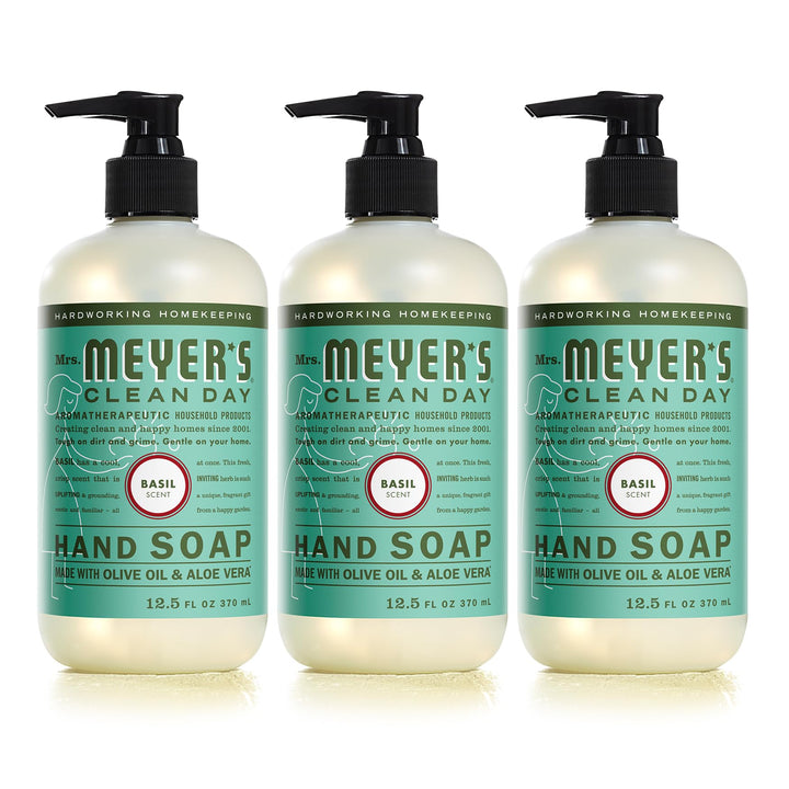Mrs. Meyer's Liquid Hand Soap, Basil, 12.5 Fluid Ounce (Pack of 3)