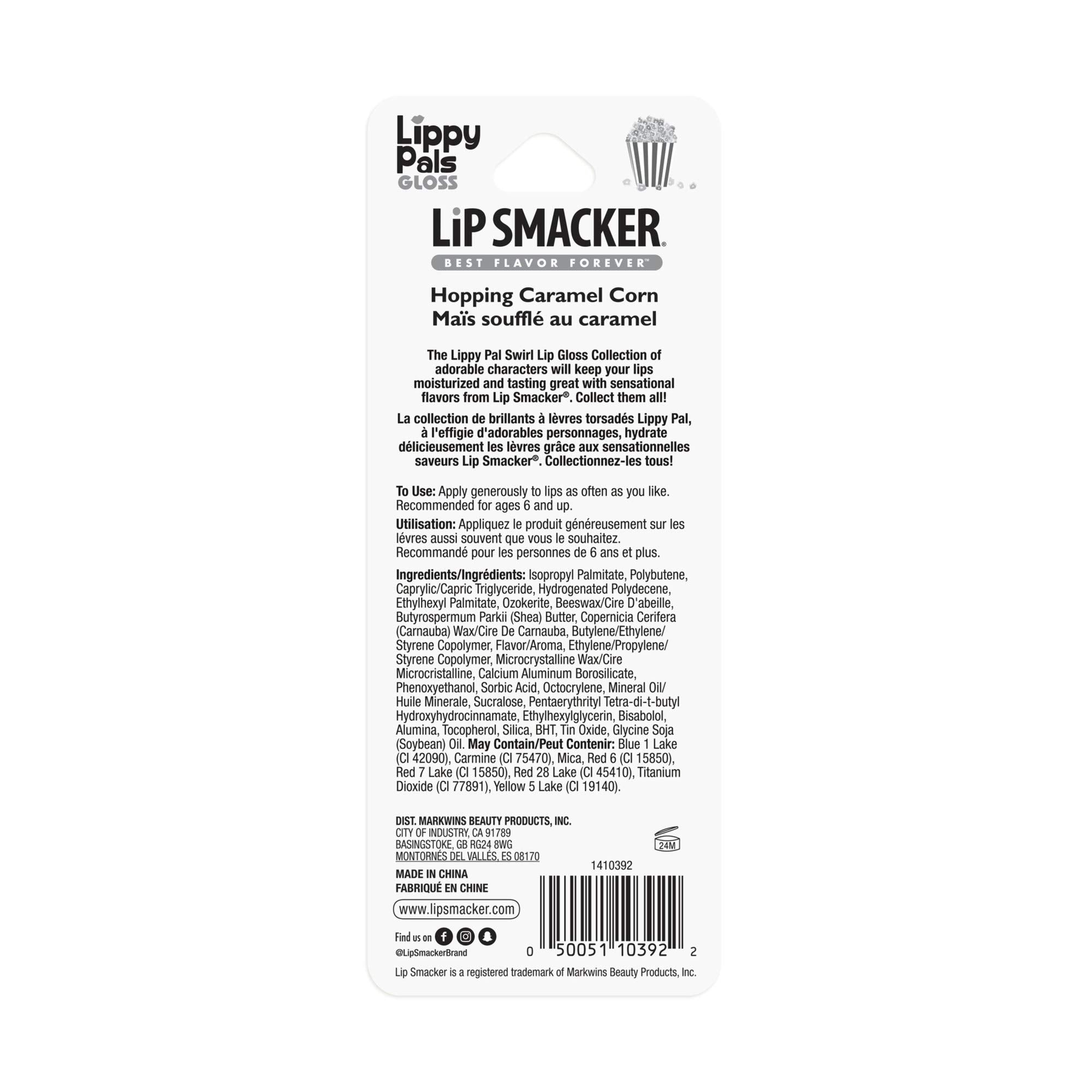 Lip Smacker Lippy pal swirl lip gloss, Bunny - Hopping Caramel Corn, 0.14 Ounce
