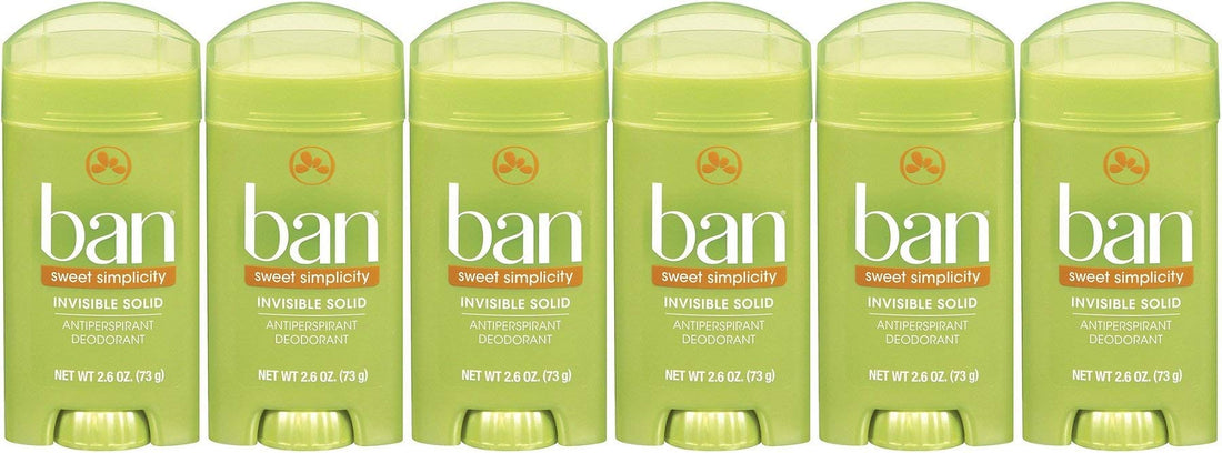 Ban Antiperspirant Deodorant, Invisible Solid, Sweet Surrender, 2.6-Ounce Bottles (Pack of 6)