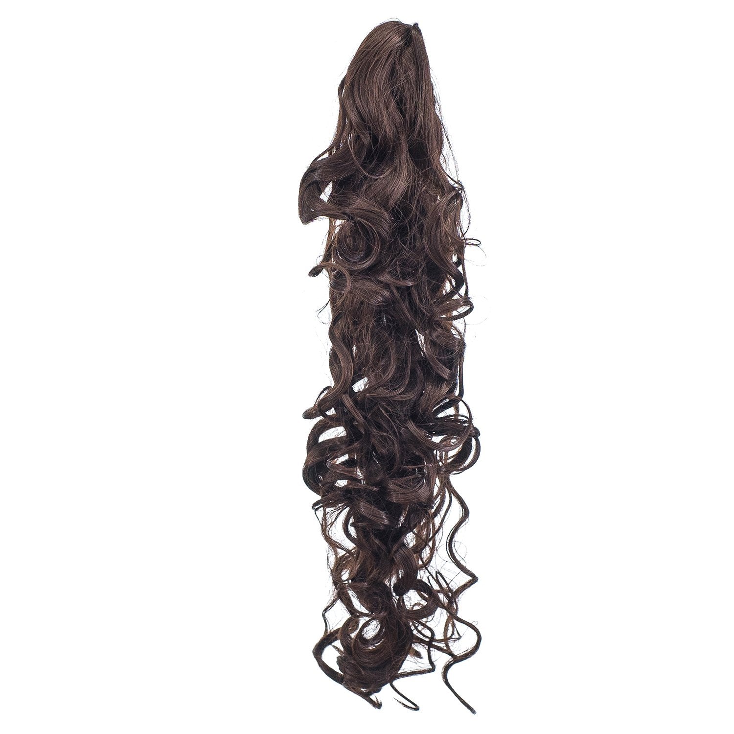 SWACC SWACC 24-Inch Long Messy Curls Claw Clip Ponytail Extensions Synthetic Clip in Drawstring Curly Ponytail Hairpiece Jaw Clip Hair Extensions (Dark Brown-4#)