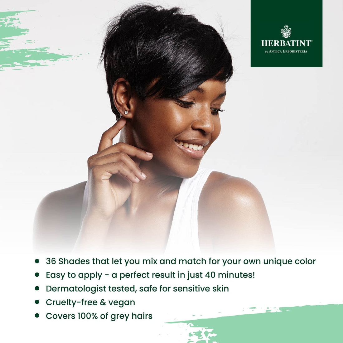 Herbatint Permanent Haircolor Gel, 1N Black, Alcohol Free, Vegan, 100% Grey Coverage - 4.56 oz (2 Pack)