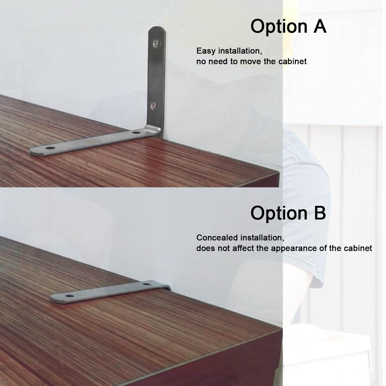 Cabinet Anti Tip Kit, TUPSKY Furniture Anchors Wall Stainless Steel Baby Proofing Bookshelf Falling Prevention Device for Children (1 Pair)