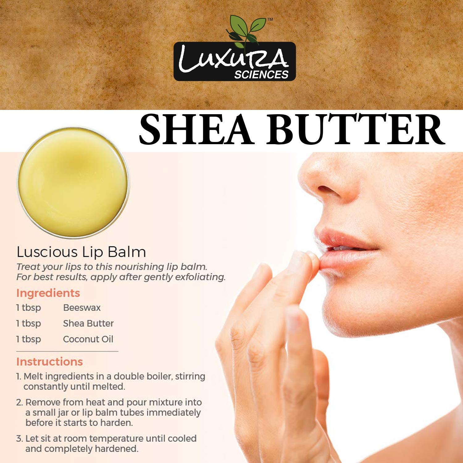 Luxura Sciences African Shea Butter | 100% Pure & Unrefined Raw Shea Butter for Skin & Hair | Deep Moisturizer for Face, Body & Scalp | Ideal for DIY Lotion, Soap Making & Lip Balm | 7.05 Oz (200g)