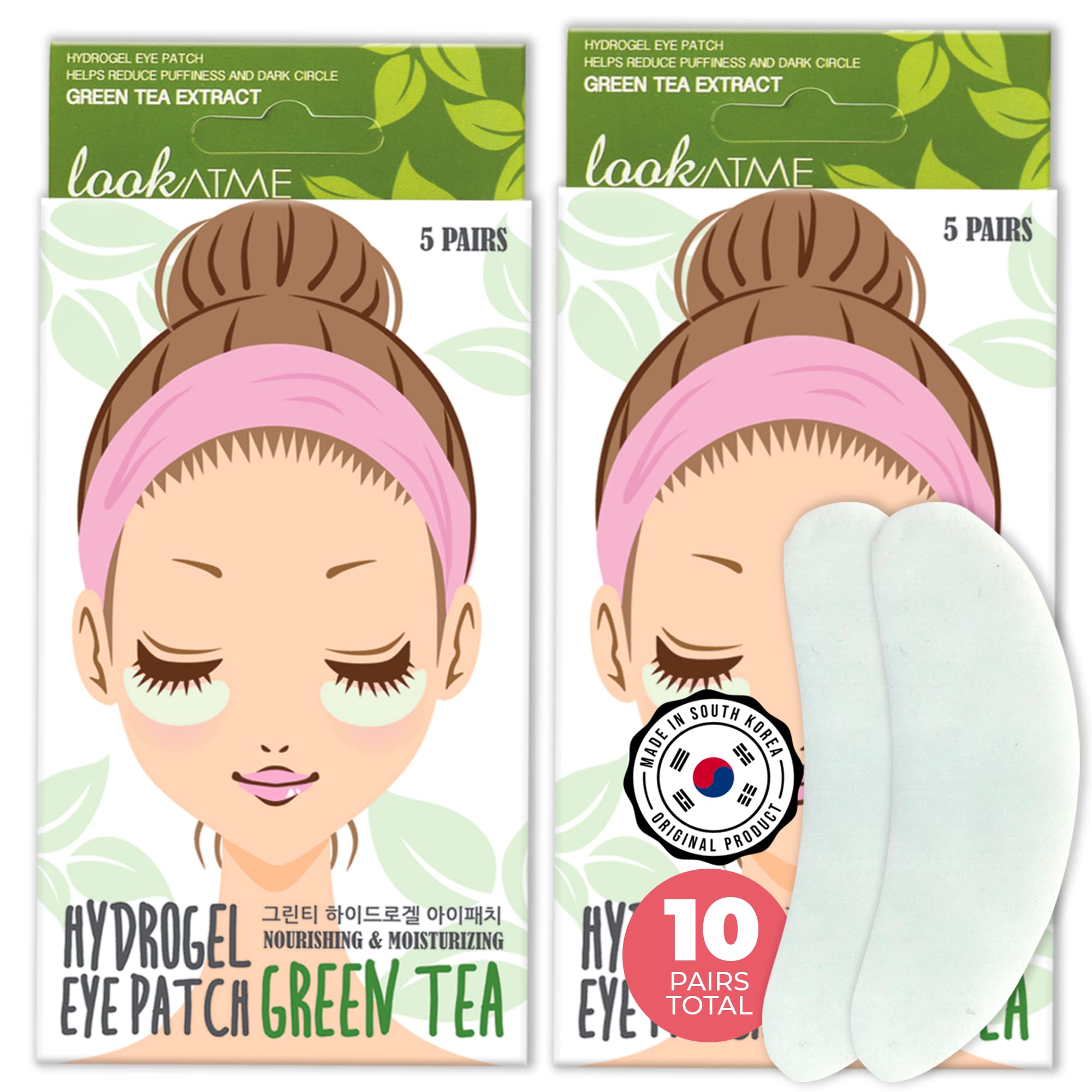 Look At Me Korean SkinCare Hydrating Hydro-gel Eye Patches, K-Beauty, Green Tea | Pack of 2 : Green Tea