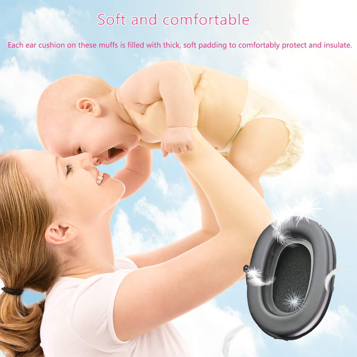 Baby Noise Cancelling Headphones,Baby Ear Protection Ear-Muffs for Newborns Infants and Toddlers, Baby Headphones Noise Reduction for Sleeping Airplanes Fireworks (Pink)