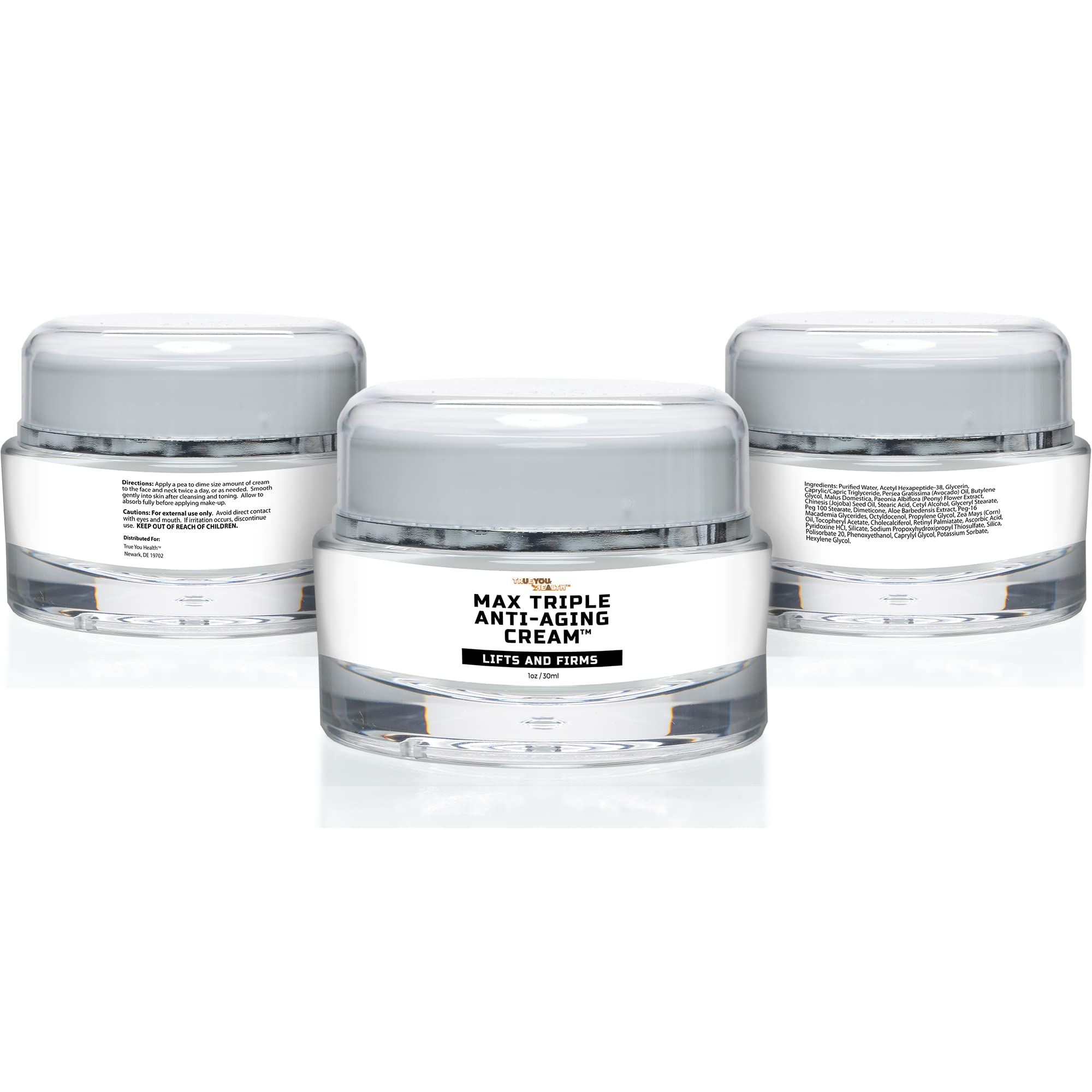 Max Triple Anti-Aging Cream with Vitamin C - Lift & Firm - Anti-Wrinkle Face Cream - Support Even Skin Tone & Hydration - Help Remove Dark Spots - Aid Healthy Collagen Levels - Day & Night Cream