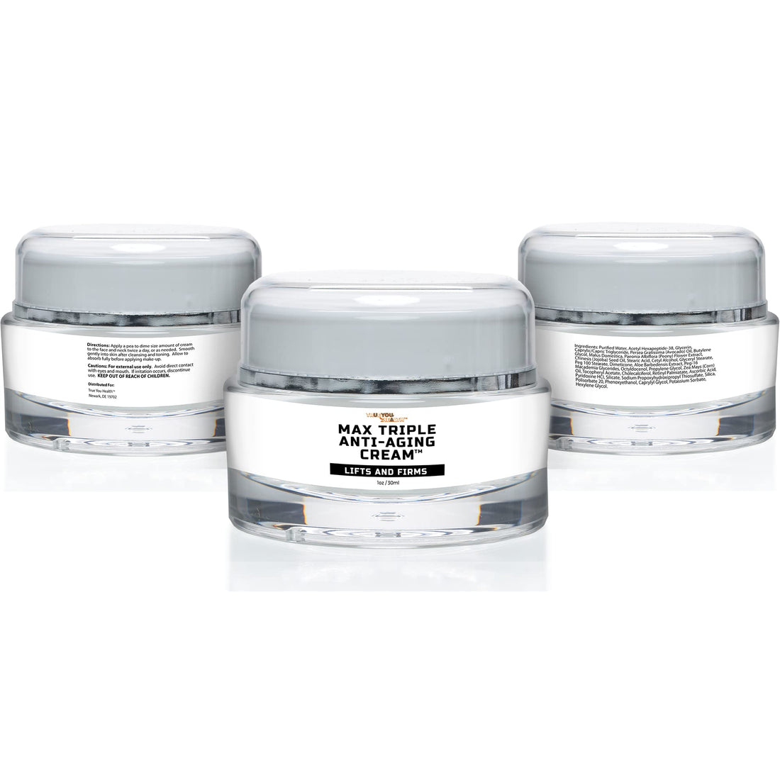 Max Triple Anti-Aging Cream with Vitamin C - Lift & Firm - Anti-Wrinkle Face Cream - Support Even Skin Tone & Hydration - Help Remove Dark Spots - Aid Healthy Collagen Levels - Day & Night Cream