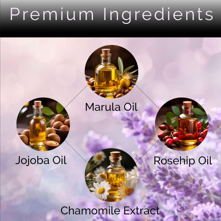 BOOTLEG BATH - Lavender Bath Oil with Marula, Rosehip, and Jojoba Oils, Chamomile Extract, and 100% Pure Natural Essential Oil, Great Mother's Day Gift, 4oz, for Men and Women, Made in USA