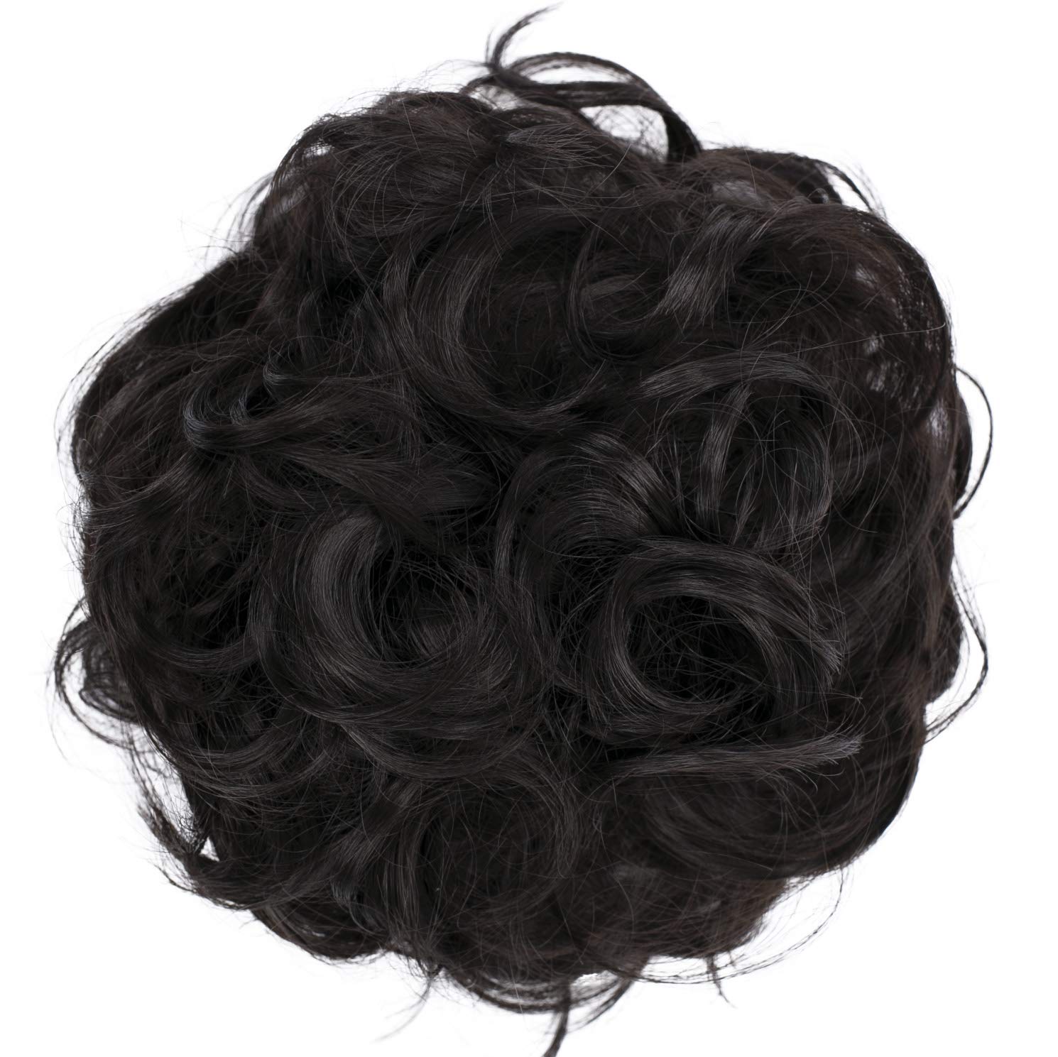 Dark chocolate brown G2E_3 : PRETTYSHOP Hairpiece Hair Rubber Scrunchie Scrunchy Updos VOLUMINOUS Curly Messy Bun Dark chocolate brown G2E_3