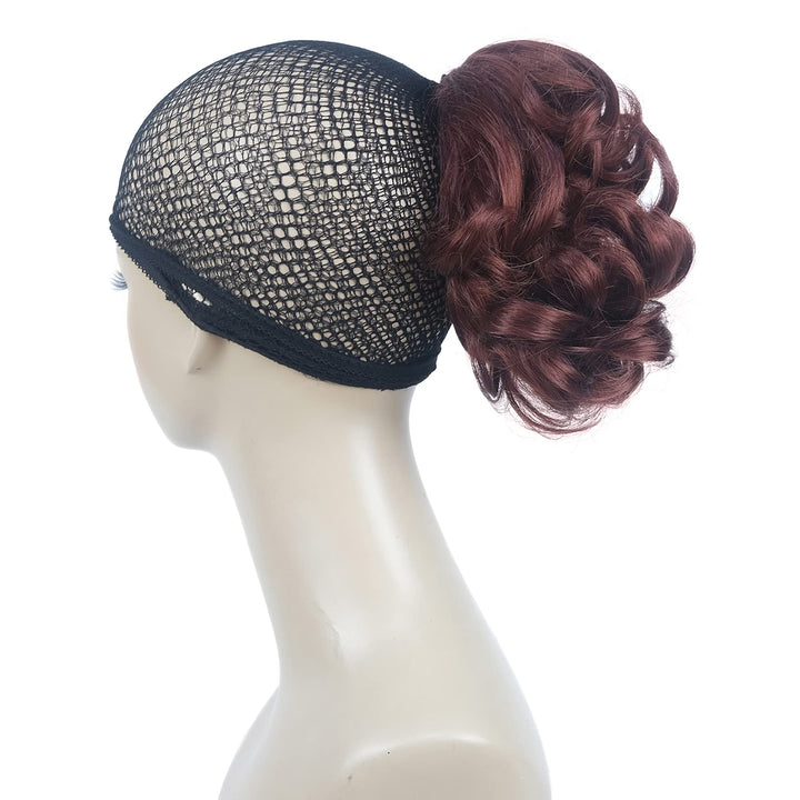 Lydell Short Ponytail Hair Extensions Wavy Curly Synthetic Hairpiece with Jaw Claw (131 Burgundy Red)
