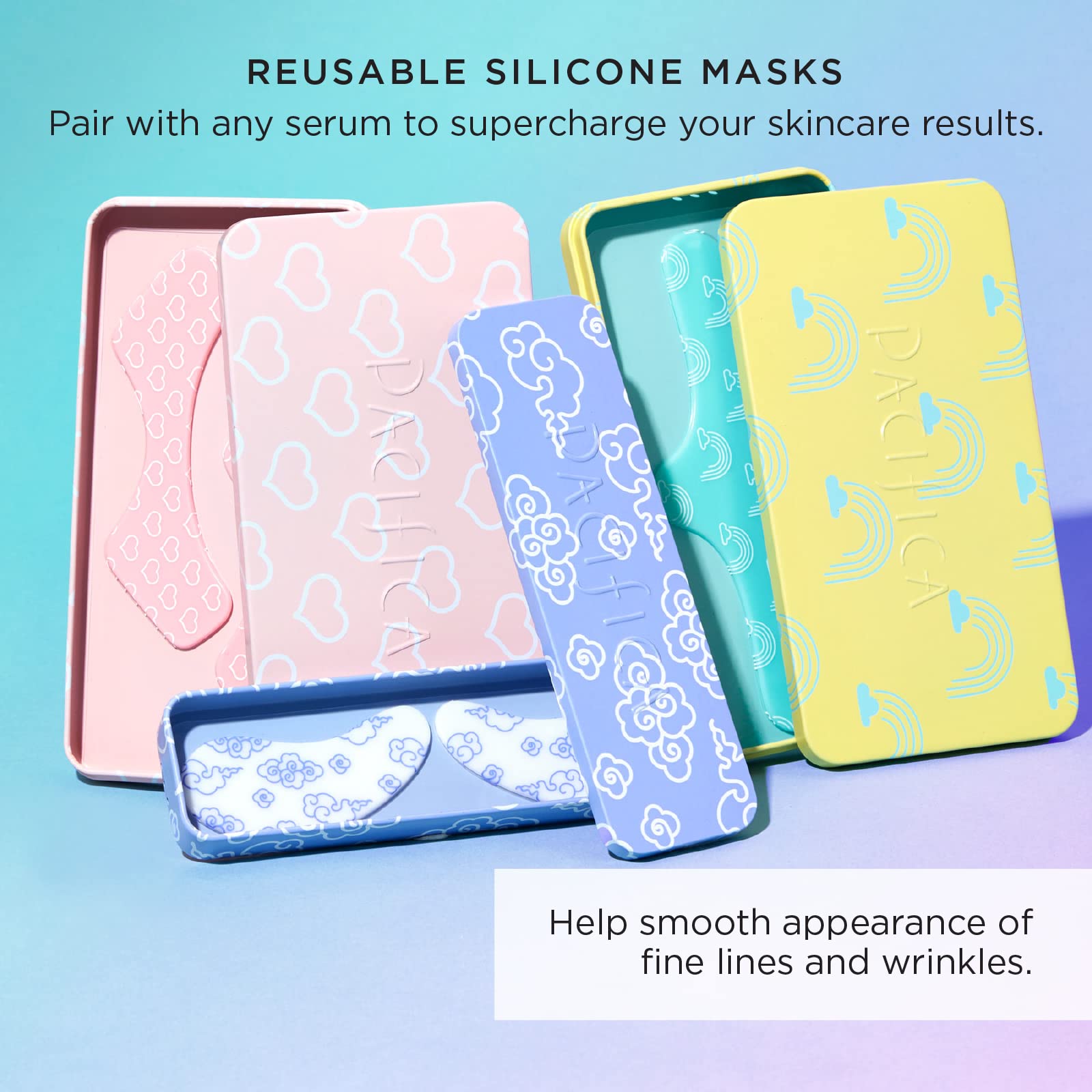 Pacifica Beauty | Reusable Undereye Mask | 100% Silicone | Vacuum Seal & Lifting Effect | Minimize Fine Lines + Wrinkles | Pair with Serum | Storage Tin Included | Vegan + Cruelty Free