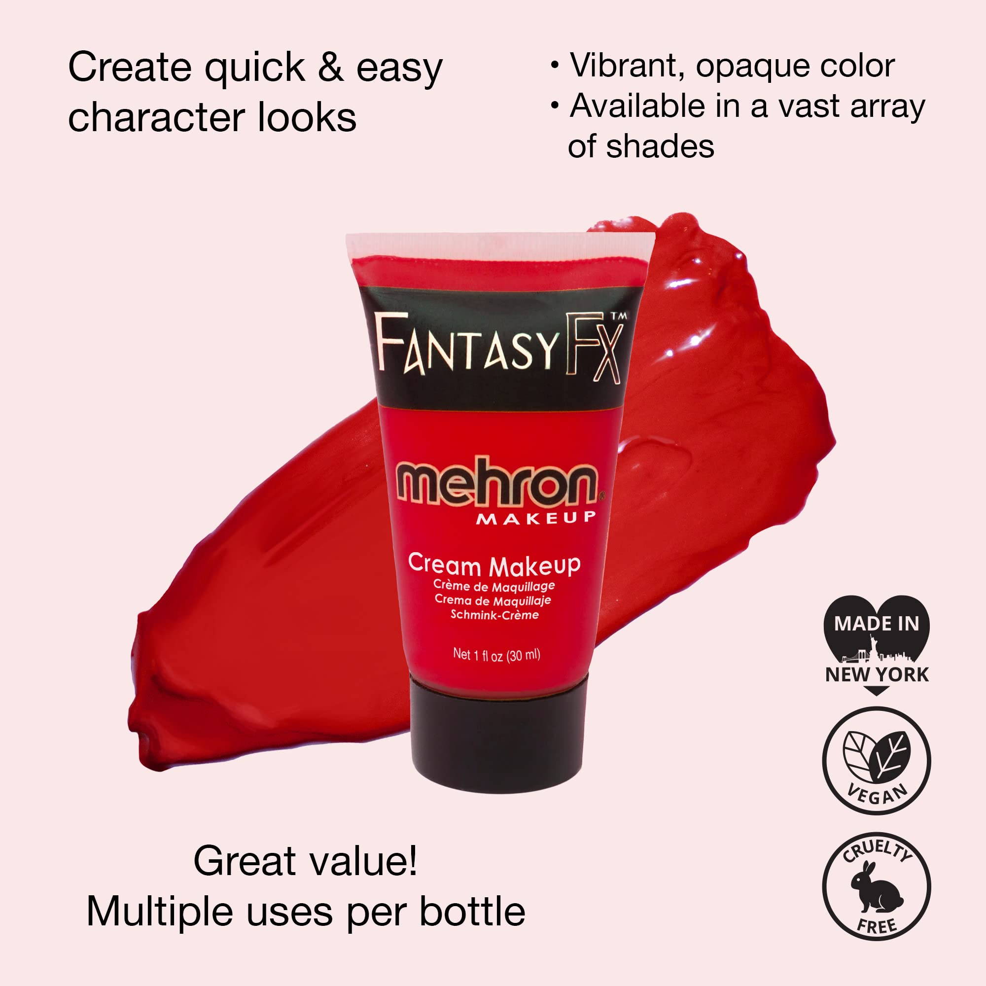 Mehron Makeup Fantasy F/X Water Based Face & Body Paint (1 oz) (RED)