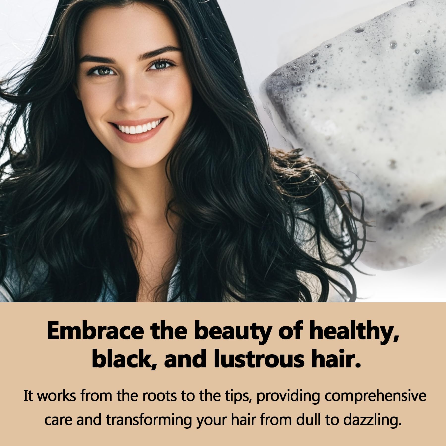 VAEYAE 2 Pcs Herbal Black Soap for Gray Hair Reverse, Fo Ti Castor Oil for Hair Darkening & Thickening, Men & Women Hair Growth Grey Cover Shampoo Bar, Natural Polygonum Multiforum Reducing Hair Loss