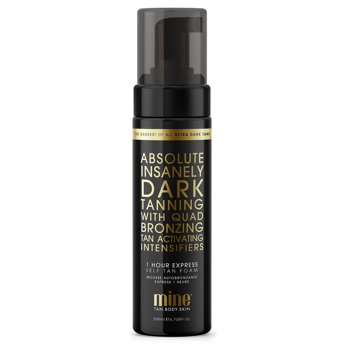 MINETAN BODY.SKIN Absolute Self Tan Foam - Insanely Ultra Dark Sunless Tanning Mousse With Quad Bronzers, 1 Hour Tan, 6.7 Fl oz