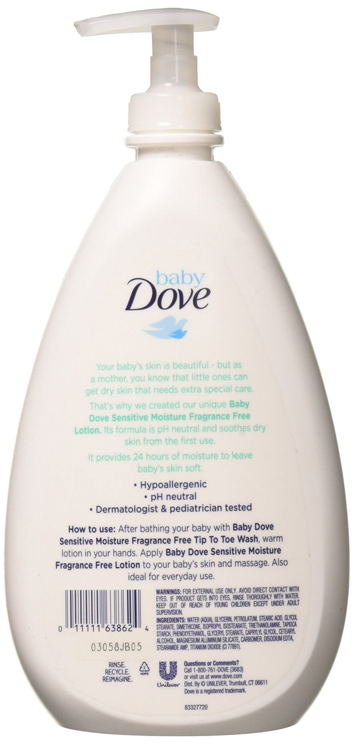 Baby Dove Sensitive Moisture Face and Body Lotion 20 oz, Pack of 4