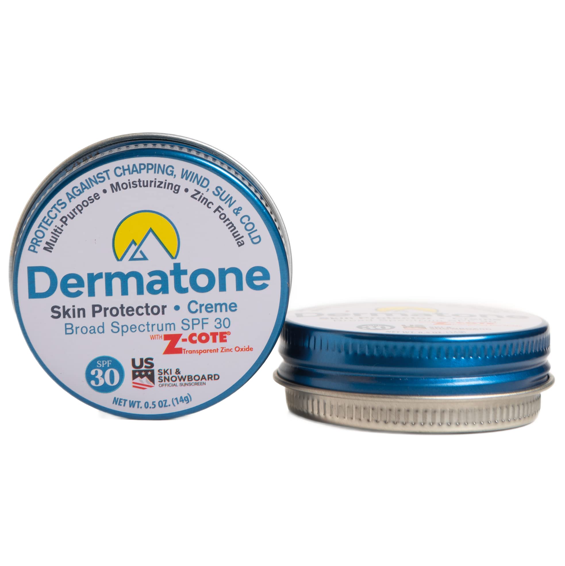 Dermatone Skin Protector w/Zinc | Stocking Stuffer Skin Balm for Face & Lips | Barrier Cream for Sun, Wind & Cold | SPF 30 Zinc Sunscreen | Moisturize Heal & Repair Dry Skin, 0.5 oz