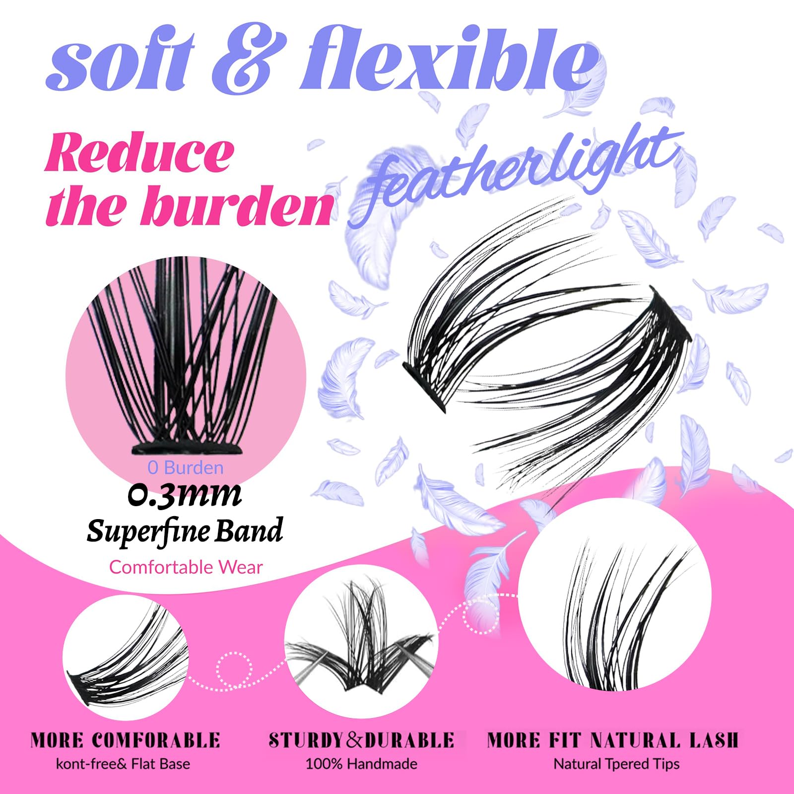 Azenlo Lash Extensions Cluster DIY Lashes 240pcs 40D 60D 10-16mm Eyelash Clusters Individual Lashes Lash Kit Think Band Lash Kit(40D+60D Kit)