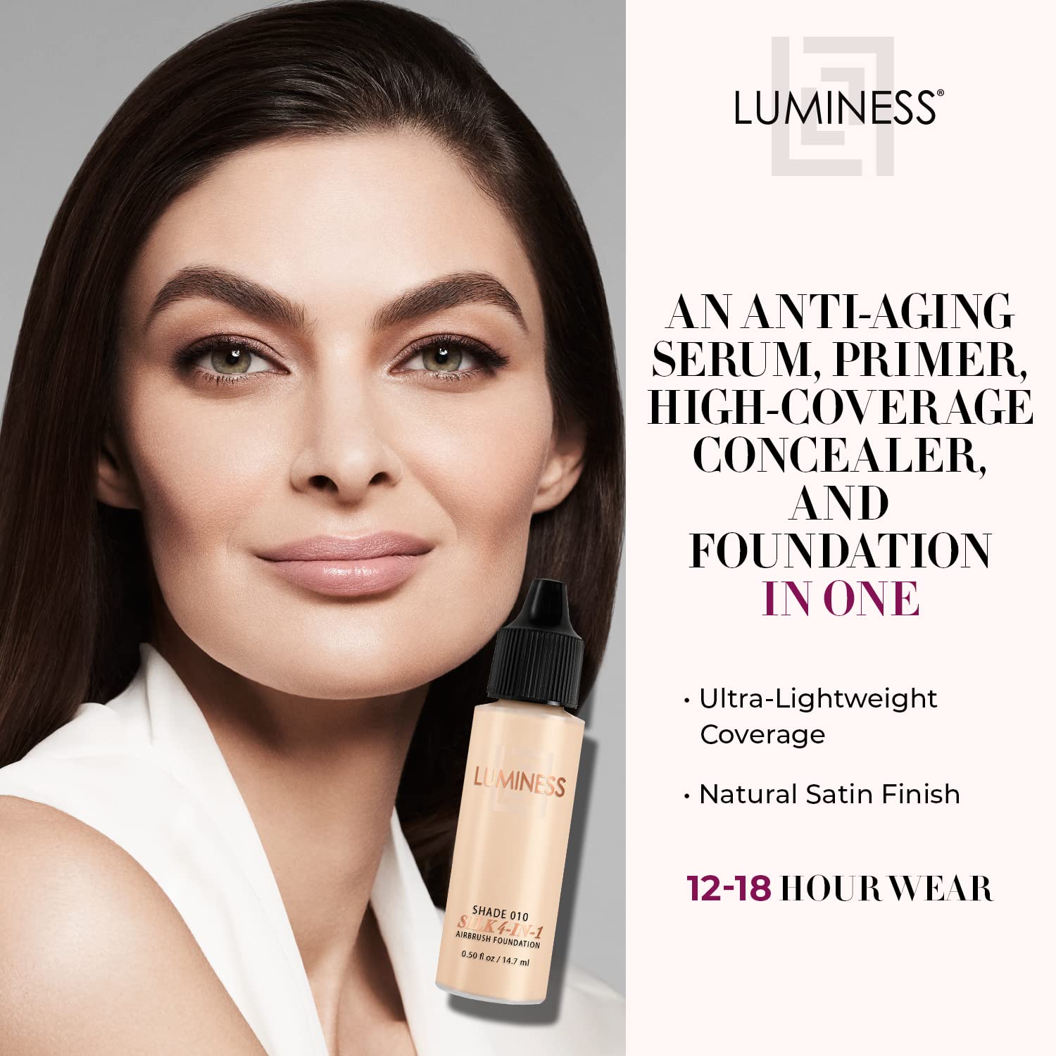 Luminess Air Silk 4-in-1 Airbrush Foundation ââ‚¬â€œ Shade 010, 0.50oz,(1 Pack), COMINE3015447