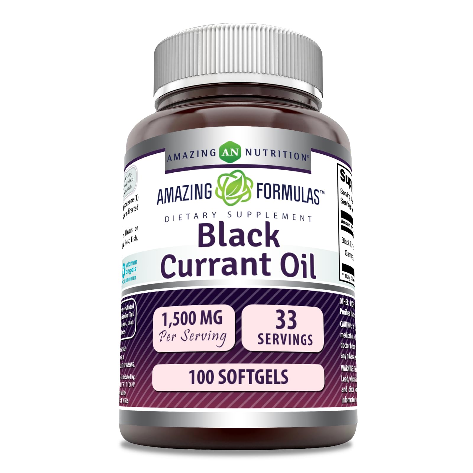 Amazing Formulas Black Currant 1500 Mg Per Serving | 100 Softgels | with GLA (Gamma-Linolenic Acid) | Non-GMO | Gluten Free