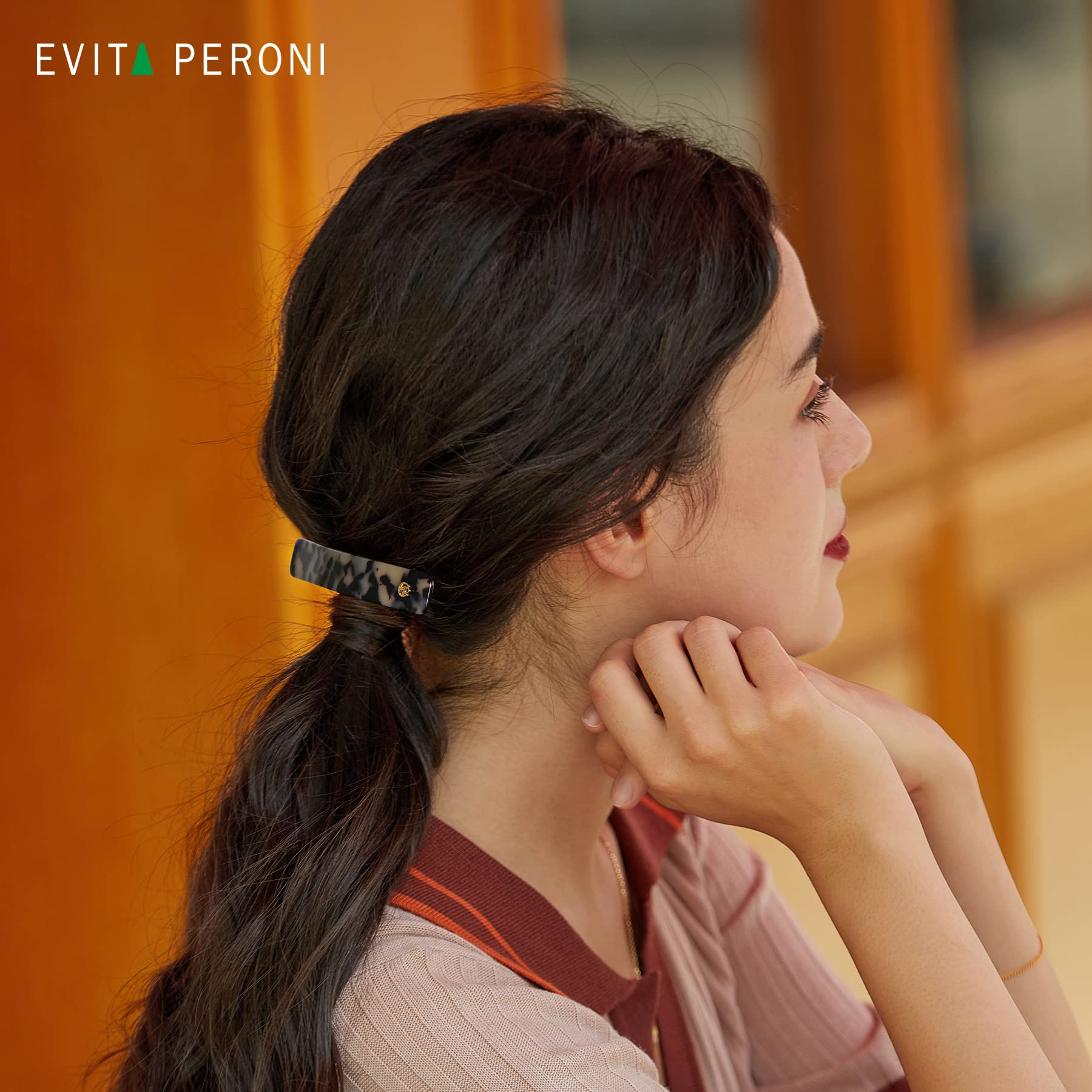 EVITA PERONI Large Medium Small Black Tortoise Blue Green Pink Purple Resin Hair Claw Clips Accessories for Women Girls