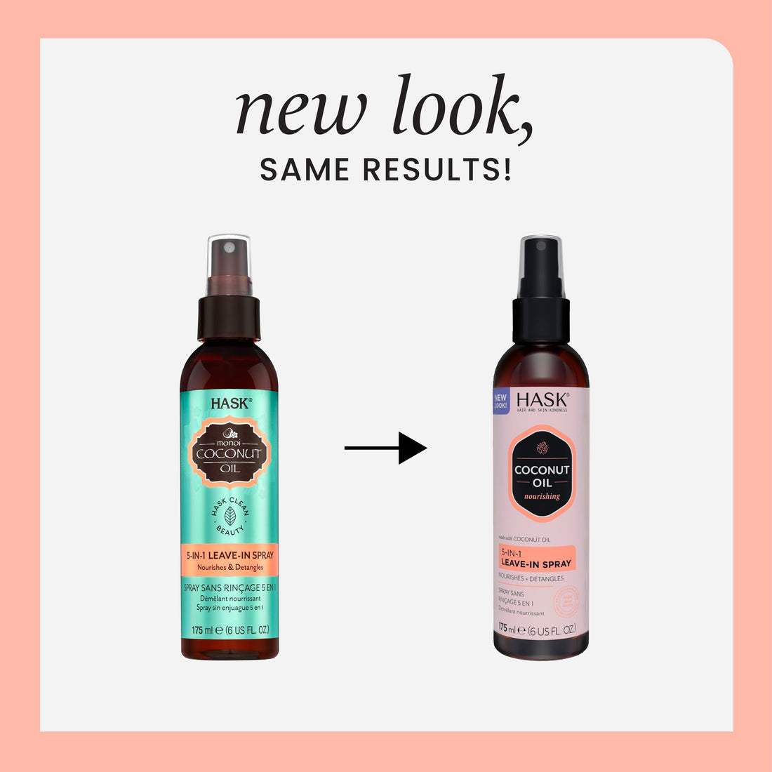 HASK Monoi Coconut Oil Leave-In Hair Spray With Thermal Protection 175 Ml | Detangling Spray Conditioner For All Hair Types | Paraben & Alcohol Free, 1 Count