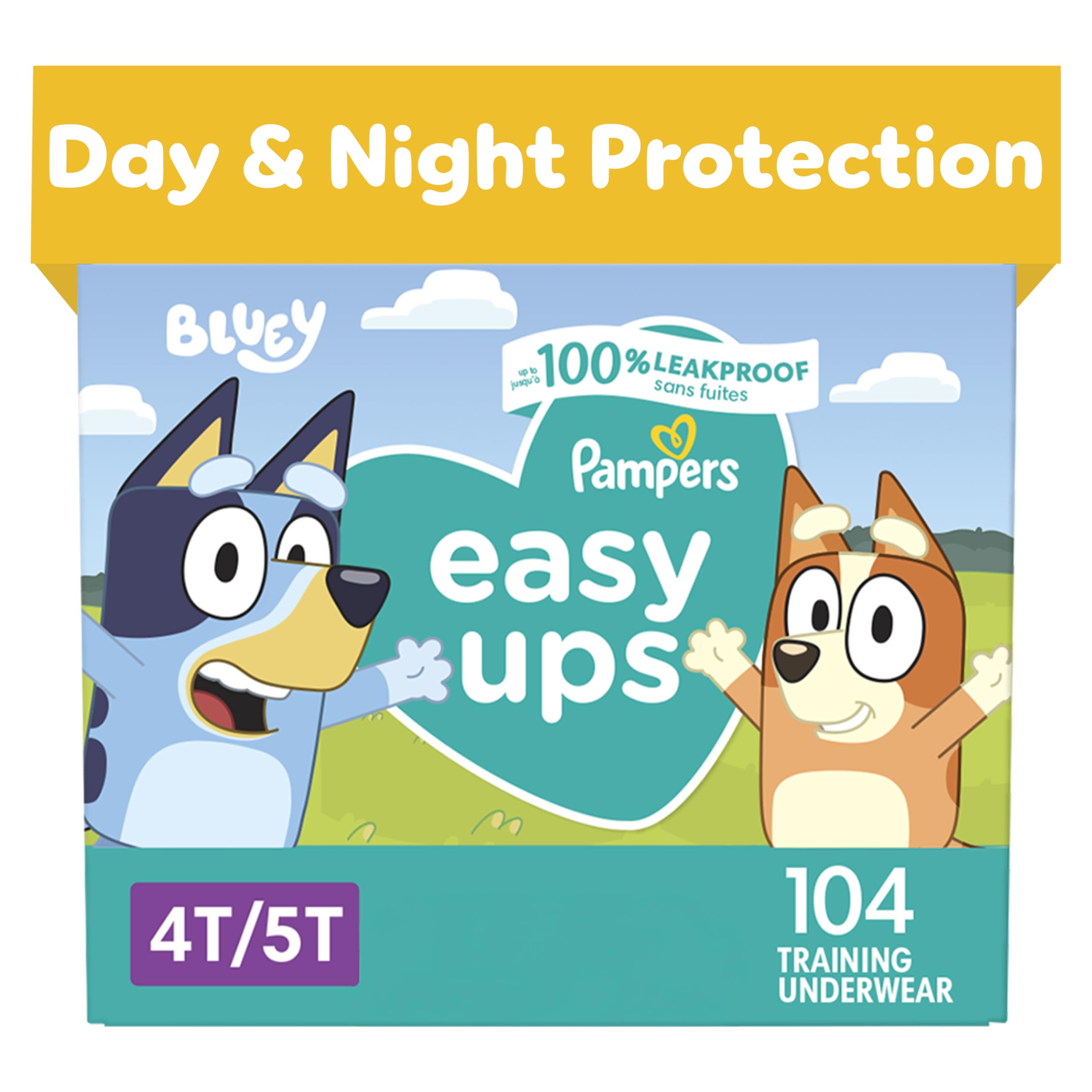 Pampers Easy Ups Training Pants Pull On Disposable Diapers for Boys, Size 6 (4T-5T), 104 Count, ONE Month Supply