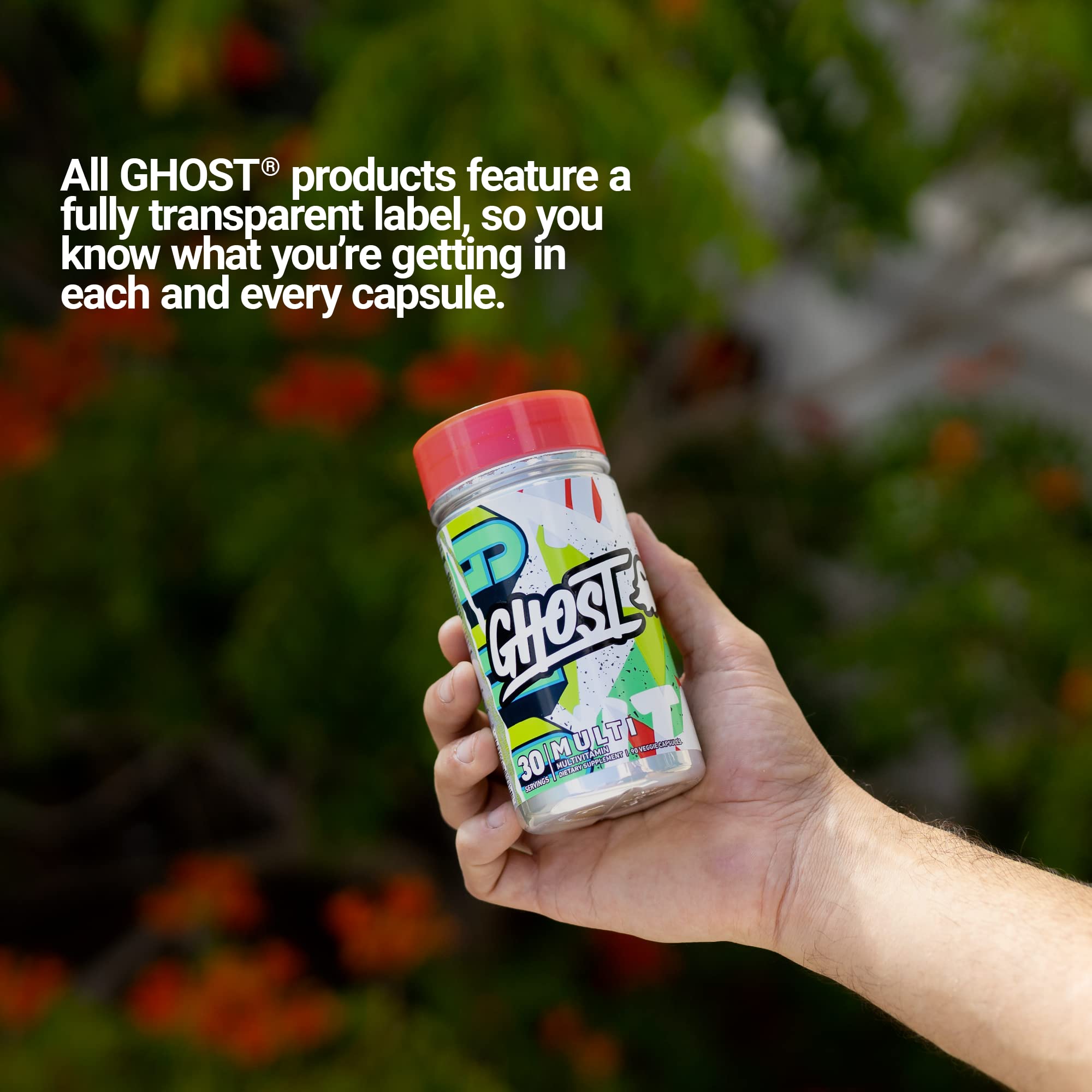 GHOST Multi Multivitamin for Men & Women, 90 Capsules - Loaded with 21 Vitamins, Minerals & Key Nutrients - Vitamin A, Vitamin C, Vitamin D, Vitamin E & Zinc - Free of Gluten, Soy & Sugar, Vegan