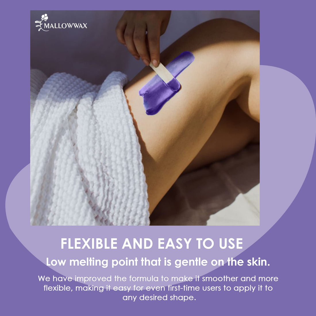 Mallowwax Hard Wax Beads, Wax Beans for Hair Removal, Natural Lavender, Stripless, Coarse Body Hair Specific - Ideal for Bikini, Brazilian, Legs, Underarms, Chest, 16 Ounce