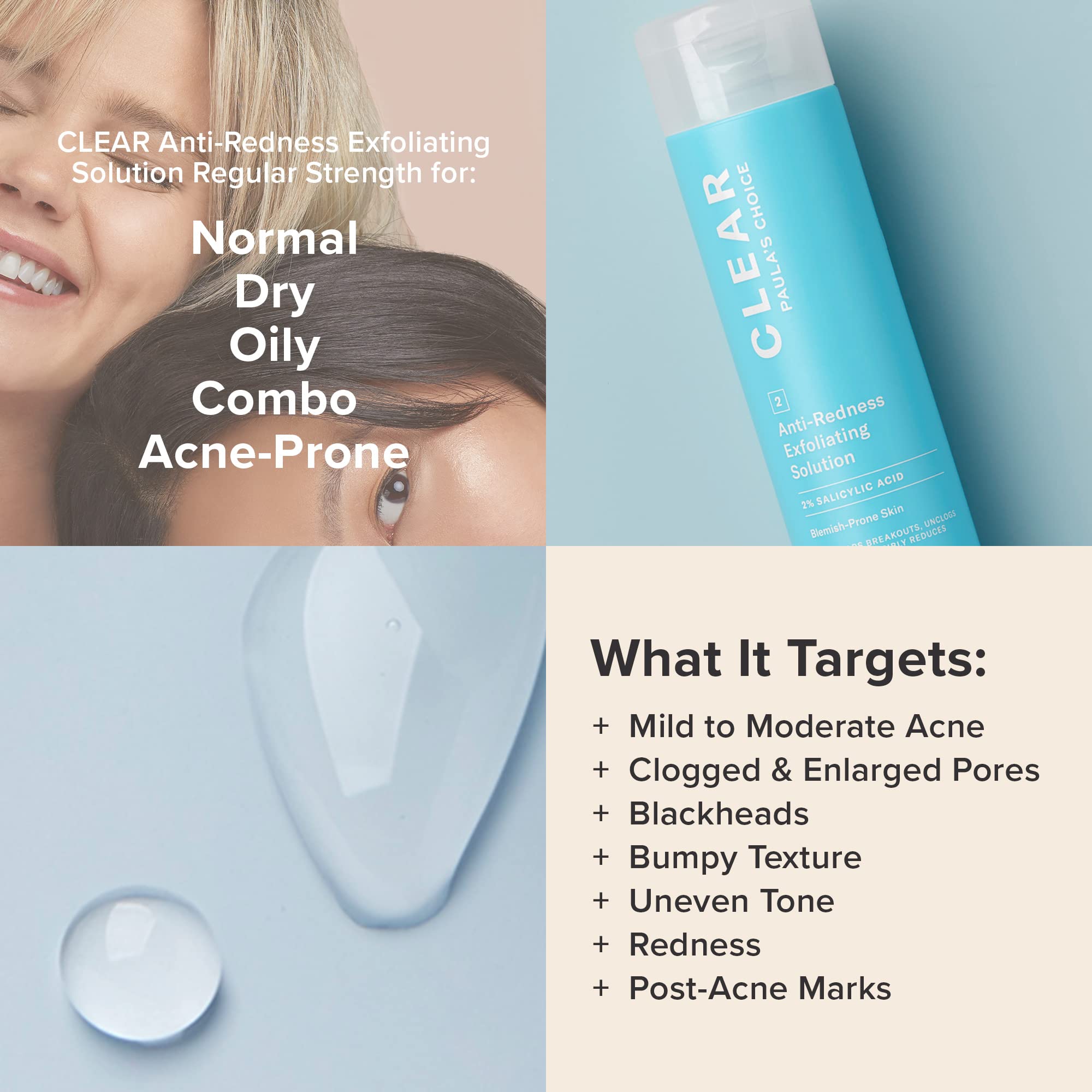 Paula's Choice CLEAR Regular Strength Anti-Redness Exfoliating Solution with 2% BHA Salicylic Acid for Moderate Acne - 4 oz by Paula's Choice