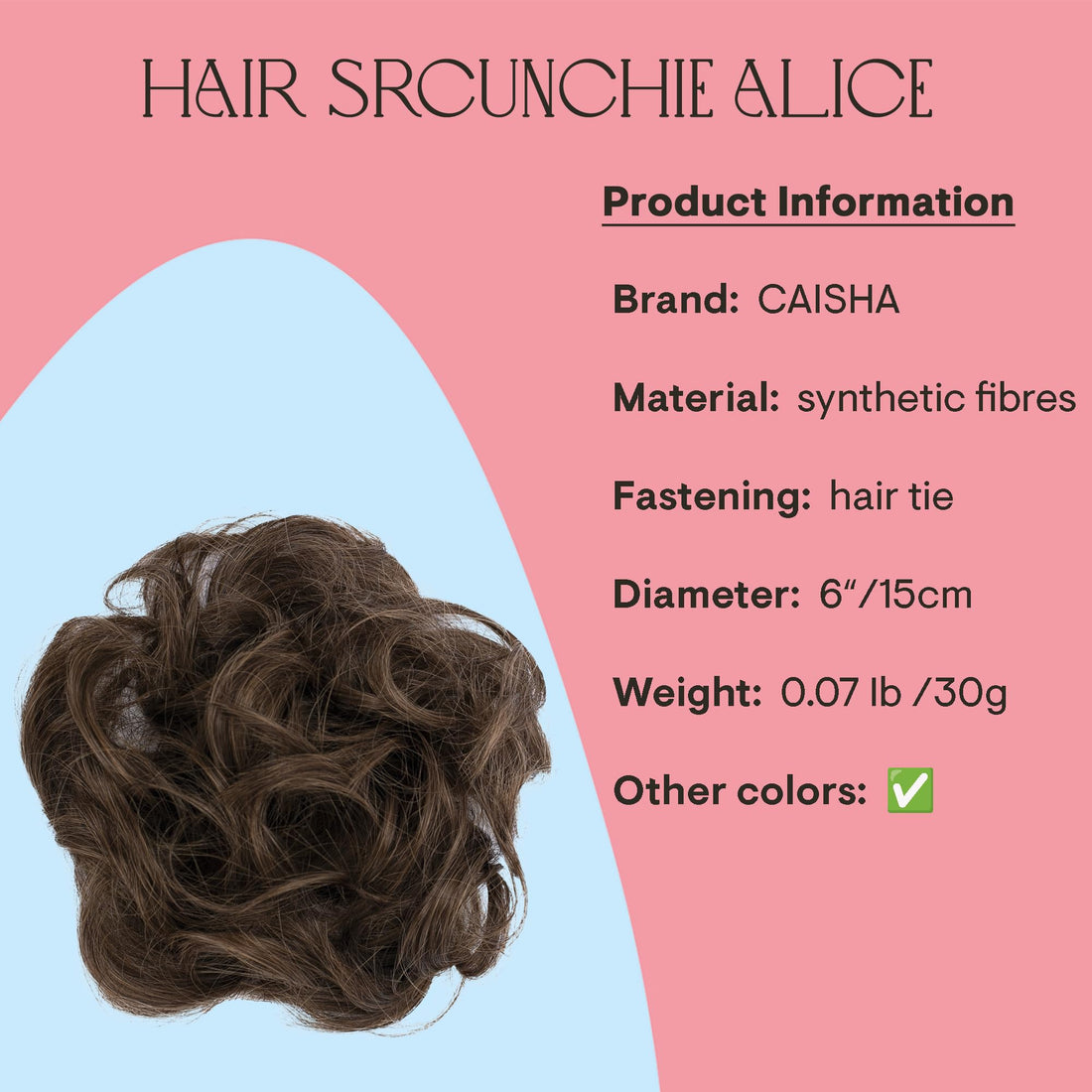 Brown mix # 4/30 G26AL : PRETTYSHOP Scrunchy Scrunchie Bun Up Do Hair Piece Hair Ribbon Ponytail Extensions Wavy Messy Brown mix # 4/30 G26AL