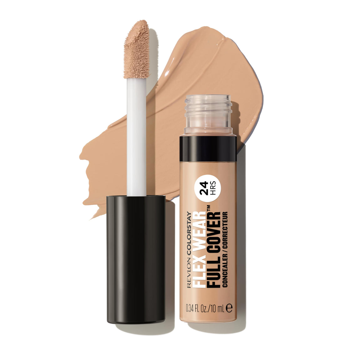 Revlon ColorStay Flex Wear, Full Cover Non-Creasing Concealer, Infused with Hyaluronic Acid & Vitamin E, Flexible Longwear, 040 Medium, 0.34 Fl Oz