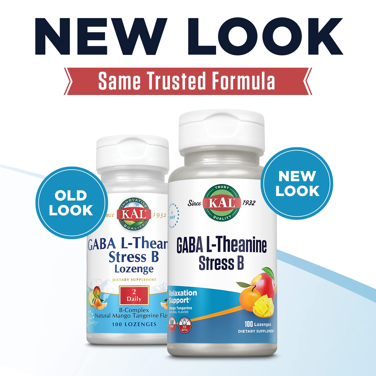 KAL GABA L-Theanine Stress B Lozenge, B Complex Vitamin Supplement, Healthy Relaxation, Mood & Focus Support, Natural Mango Tangerine Flavor, Vegan, 50 Servings, 100 Lozenges