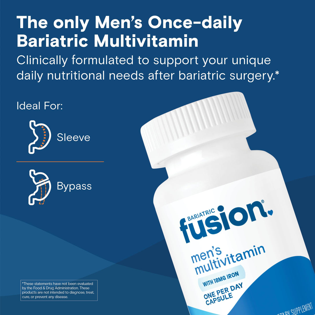 Bariatric Fusion One Per Day Bariatric Multivitamin with Iron for Men | with Prostate and Heart Support Vitamins* | Gastric Bypass and Sleeve Gastrectomy | 30 Capsules | 1 Month Supply